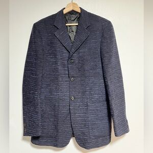 Sfarzo Milano Made in Italy Textured Wool-Blend Blazer - Navy & Black - Size 50